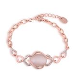 Beautiful 18k Rose Gold Bracelet Crystal Elliptical Opal Pendant Charm Bracelet