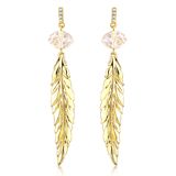 Female Jewelry Long Size Leaf Design Gold Earring