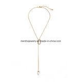 European and American Retro Simple Inlaid Rhinestone Adjustable Necklace Pearl Pendant