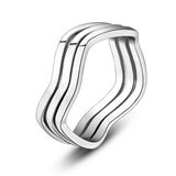 Simple Design Rhodium Three Circles Finger Rings Without Crystal