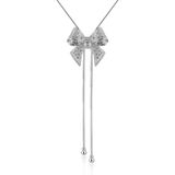 Fashion Ladies Long Size Butterfly Rhinestone White Gold Necklace