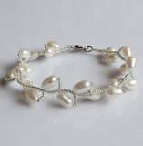Fashion White Natural Freshwater Pearl Bracelet (EB1515-1)