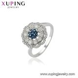 12820 Xuping Fashion Luxury Flower Elegant Rhodium Women Ring with Zircon