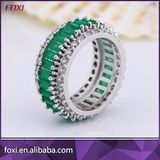 Hot Selling 18k White Gold Cubic Zircon Baguette Cluster Ring