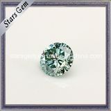 Light Blue Diamond Cut Round Moissanite