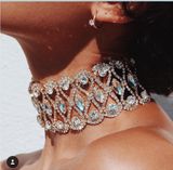 Luxury Full Rhinestone Super Glittering Flower Collar Diamond Choker Necklace Jewelry