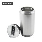 12oz Stainless Steel Coke Can with Straw (Silver)