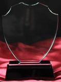 Transparent Shield Crystal with Black Base Crystal Trophy