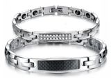 Fashion Lover's Couple Jewelry Stainless Steel Magnetic Health Chain Bracelets Zirconia Bracelets for Women and Men