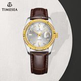 Original Quartz Stainless Steel Cover Waterproof Leather Men Watch 72143