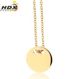 Fashion Jewelry Stainless Steel Gold Plated Round Pendant Clavicle Necklace