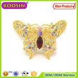 Sparkle Custom Crystal Butterfly Brooch Gold Brooch with Factory Price
