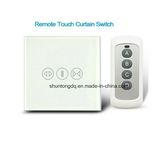 EU Standard Smart Home Remote Control 1000W Wall Touch Curtain Switch, RF433 Luxury Black Glass for Electric Curtain, 220V