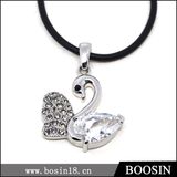 Elegant White Swan Metal Rhinestones Handmade Pendant Necklace #19667