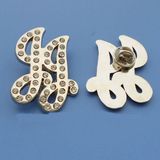 crystal stone die casting silver lapel pin