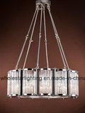 Modern Steel Chandelier with Crystal Shades
