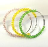 Wholesale Adjustable Crystal Beaded Stainless Steel Bangle Bracelet