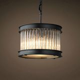 Post Modern Small Crystal Bar Chandelier Pendant Lighting for Dining Room, Living Room, Bar in Black Frame