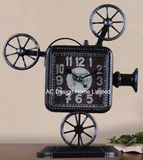 Vintage Decorative Antique Black Projector Shape Metal Table Top Clock