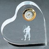Crystal Glass Heart Clock for Wedding Favor Gift