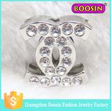 Dubai Bulk Mini Metal Custom Silver Crystal Cc Brooch Pins