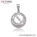 33392 Fashionable CZ Diamond Bowknot Flower Pearl Jewelry Pendant, in Light Blue Stone