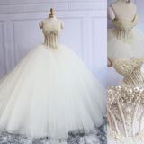 Strapless Party Prom Gowns Tulle Crystals Pearls Wedding Dress E17919