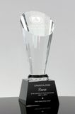 Milo Clear Crystal Faceted Spire Award - Black Crystal Base (#1157M)