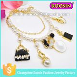 Fashion Women Custom Infinity Shamballa Metal Gold Bead Charm Bracelet