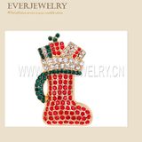 Christmas Red Shoes Shape Silver Metal Brooch