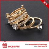 7PCS Fashion Golden Crystal Finger Ring Set Jewelry with Different Size