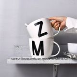 Hot Sale Black Simple Alphabet Ceramic Mug