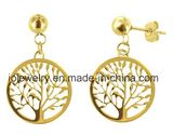 Life Tree Rose Gold Plated Cut out Jewelry Earrings