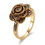 Fashion Style Rose Flower Girls' Black Crystal Ring