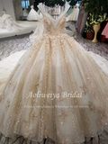 Aolanes Ball Gown Illusion Cap Sleeve Wedding Dress 111030