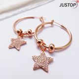 Zircon Stone Crystal Star Shape for Women Valentine's Day Gift Hoop Earrings