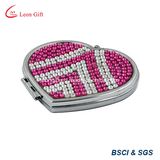Heart Small Shape Crystal Compact Mirror