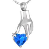 Big Crystal in Hand Hot Selling Stainless Steel Cremation Pendant for Ashes