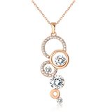 Hot Selling 45cm Length Circles Crystal Pendant Necklace for Women