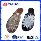 Delicate and Fashion PVC Outdoor Flip Flop with Water Lily Decoration (TNK35728)