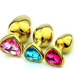 Golden Heart Shape Metal Anal Plug Crystal Jeweled Anal Toys Butt Plug 90X40mm Sex Products Toys for Men Women GS0316