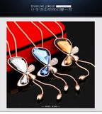 New Butterfly Korean Fashion Sweater Chain Crystal Long Tassel Necklace