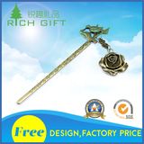 Promotion Wholesale Custom Fashion Silver Plated 3D Gold Die Casting Metal Rose Bookmark for Gift