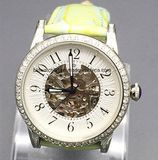 Stainless Steel Mens Mechanical Skeleton Wrist Watch Fashion with Crystal