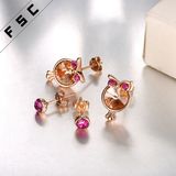 Wholesale Fashion Rose Gold Plated Girl's Owl Ear Stud Earrings