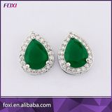 Simple Design Stud Earrings with Rhodium Plating