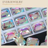 Crystal Ab Sewing Stone with Two Holes Rectangle and Triangle