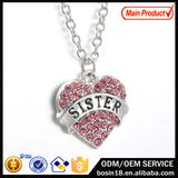 Fashion Pink Crystal Heart Pendant Necklace Jewelry for Women