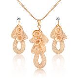 New Item Glass Crystal Stones Fashion Earring Flower Pendant Necklace Jewelry