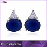 Latest Simple Design Silver Plated Crystal Stud Earrings